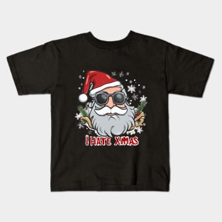 I hate christmas Santa with sunglasses xmas Kids T-Shirt